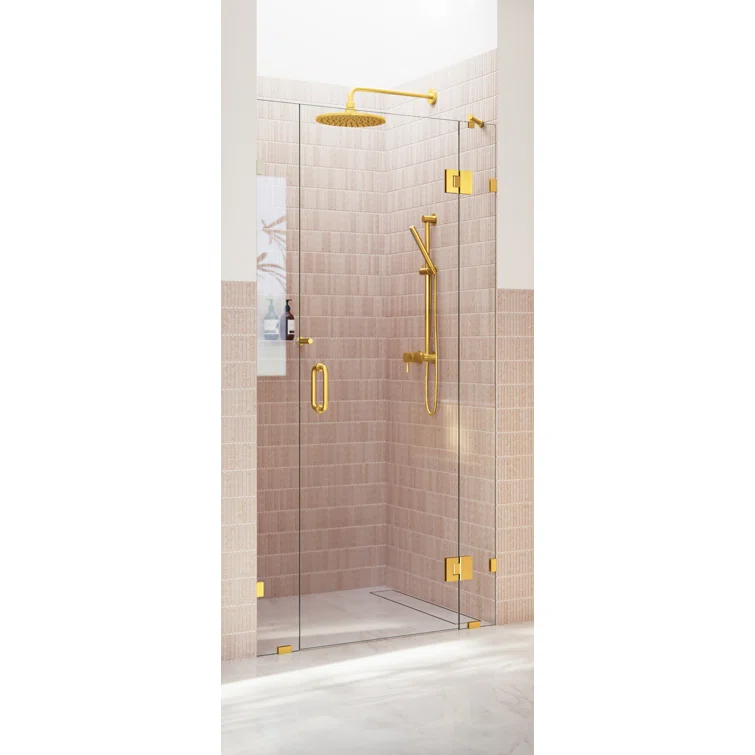 Glass Warehouse Stellar 43.5 in. W x 78 in. H Fully Frameless 3 Panel Inline Glass Hinged Shower Enclosure GHF-43.5-SB