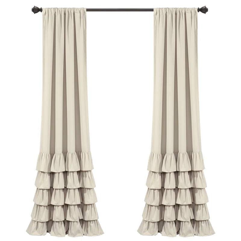 Lush Decor Allison Ruffle Polyester Semi Sheer Curtain Pair (Set of 2)