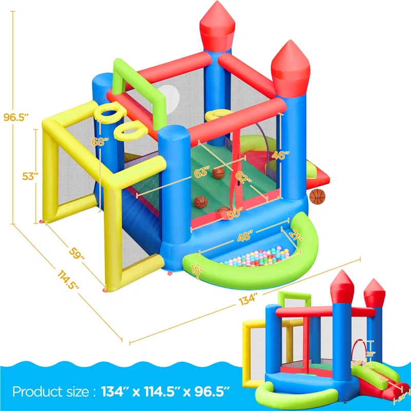 11.2' x 9.6' Bounce House with Slide and Air Blower