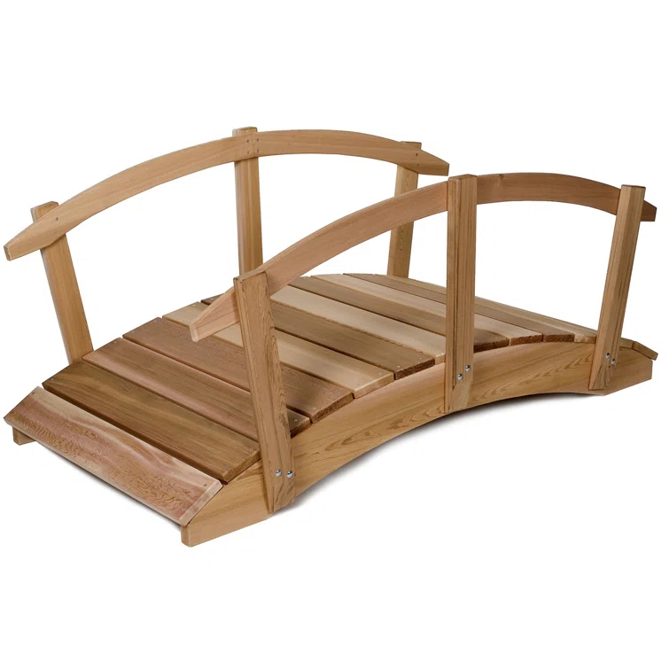 All Things Cedar Wood Garden Bridge with Side Rails