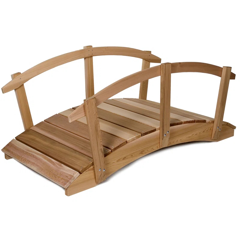 All Things Cedar Wood Garden Bridge with Side Rails