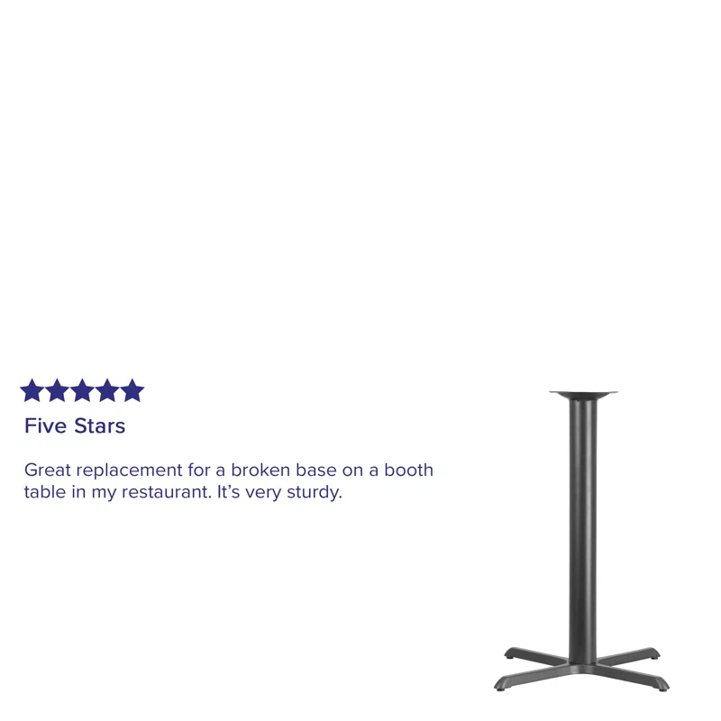 Flash Furniture Beverly 22" x 22" Restaurant Table X-Base with 3" Dia. Bar Height Column