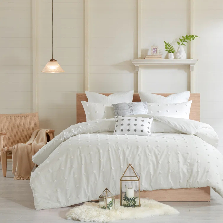 Intelligent Design Brooklyn Cotton Jacquard Comforter Set with Euro Shams and Throw Pillows