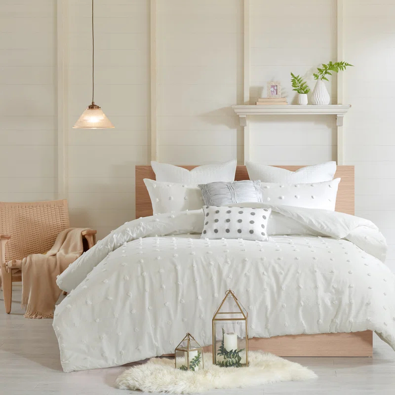 Intelligent Design Brooklyn Cotton Jacquard Comforter Set with Euro Shams and Throw Pillows