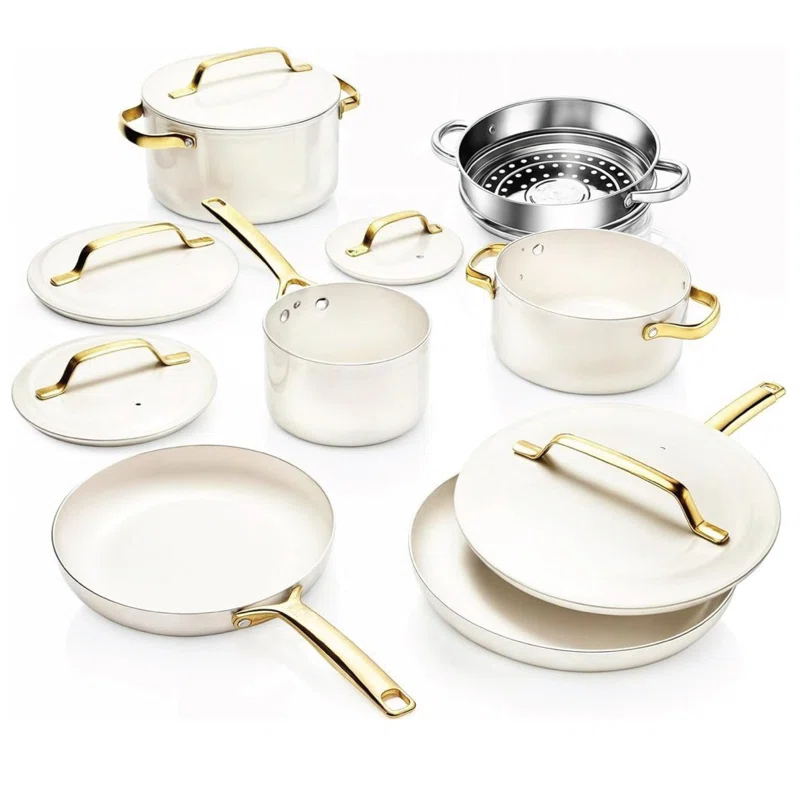Gotham Steel Gotham Steel Modern Collection 11 Pc Cream Nonstick Cookware Set