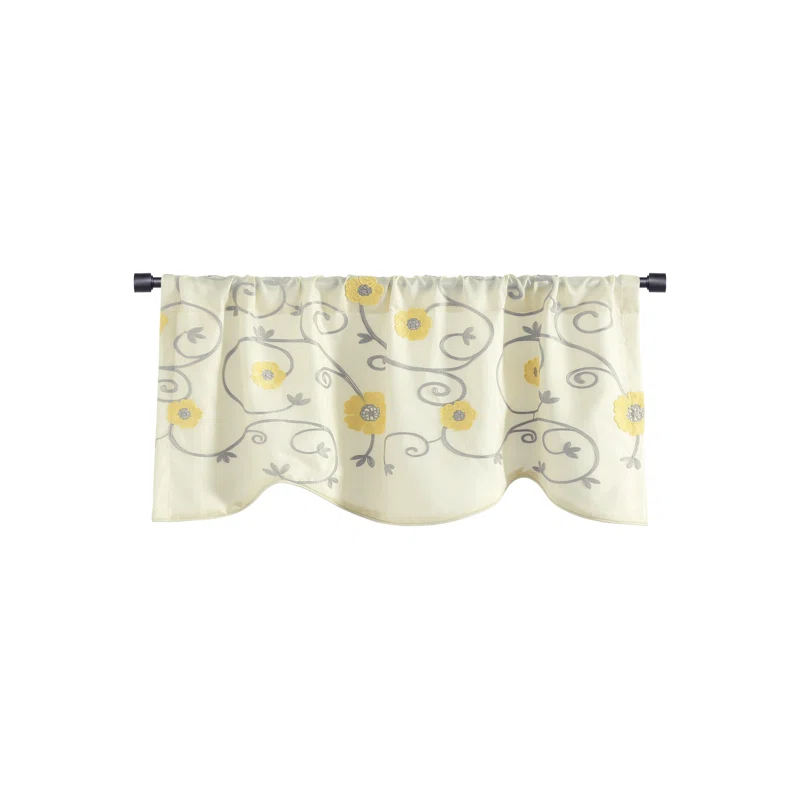 Lush Decor Floral Scalloped 42'' W Window Valance