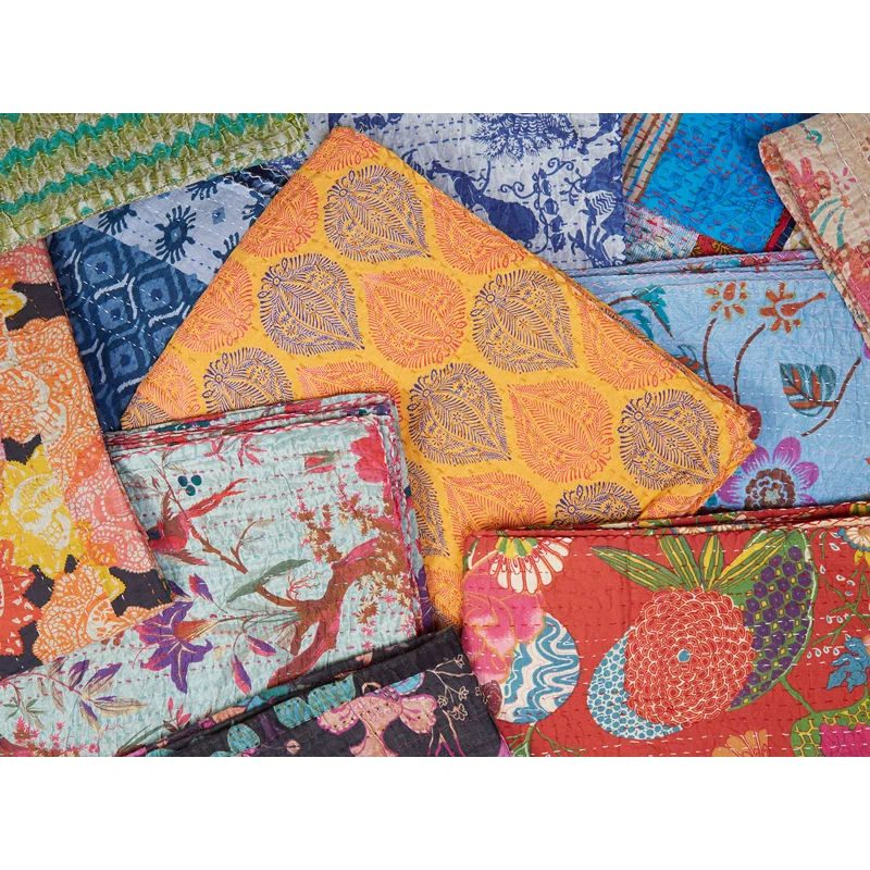 Taj Hotel Kantha Handmade Throw Blanket
