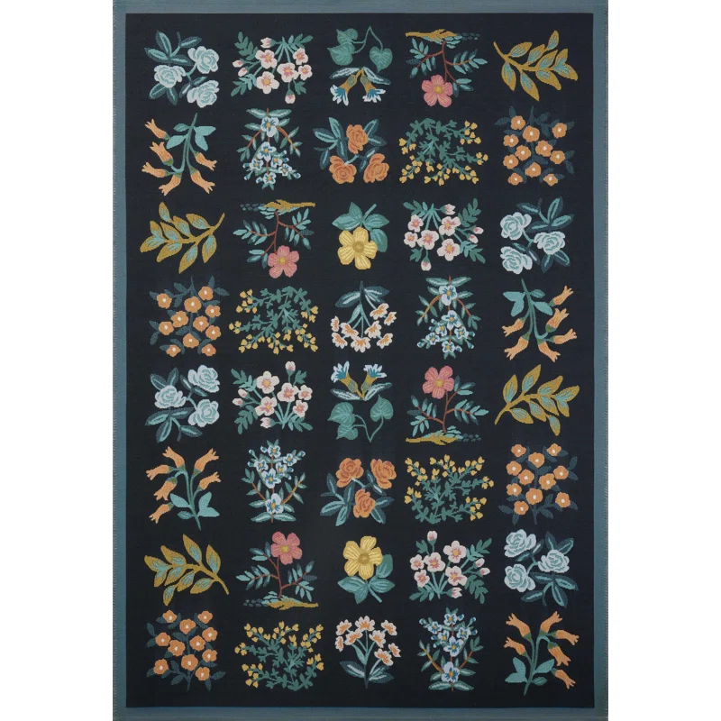 Rifle Paper Co. x Loloi Rifle Paper Co. x Loloi Perennial Black / Navy Indoor / Outdoor Area Rug