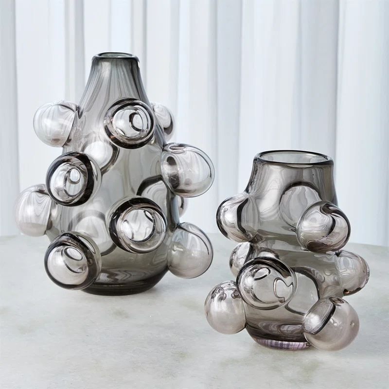 Global Views Bubbled Vase-Smoke Grey-Lg