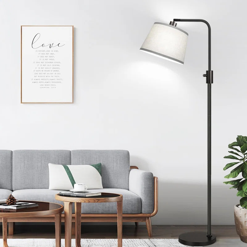 【Upgraded】 Dimmable Floor Lamp, 1000 Lumens LED Edison Bulb Included, Arc Floor Lamps for Living Room Modern Standing Lamp with Gray Shade, Tall Lamps for Living Room Bedroom Office Dining Room