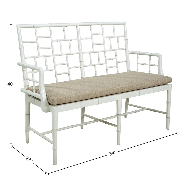 Belleville White Solid Wood Upholstered Settee