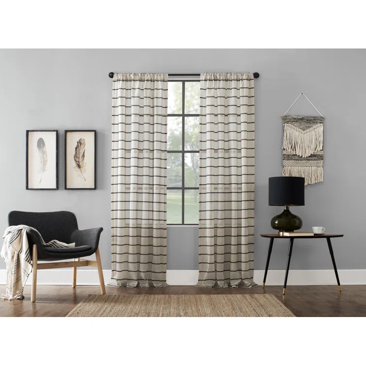Clean Window Aso Twill Stripe Anti-Dust Linen Blend Sheer Curtain Panel & Reviews | Wayfair