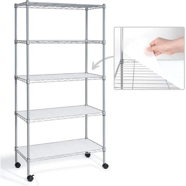 CAPHAUS NSF Commercial Grade Heavy Duty Wire Shelving w/ Wheels, w/ Liner, 36 x 18 x 76 5-Tier