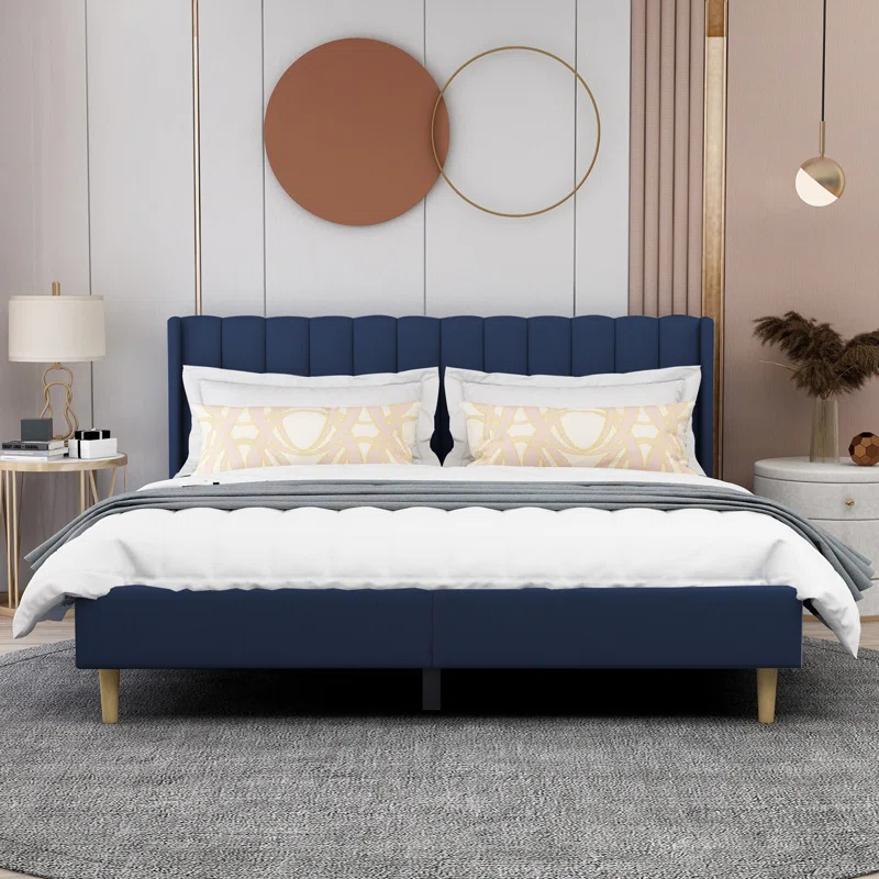 Eriksay Low Profile Upholstered Platform Bed with Winback Headboard