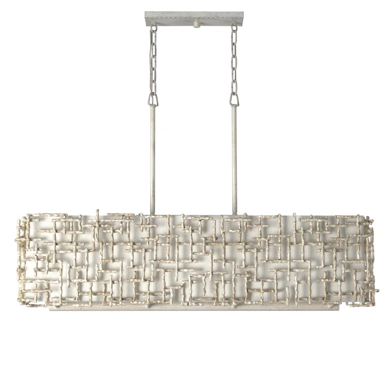 -Eight Light Linear Oval Chandelier In Transitional Style-24.25 Inches Wide By 23.75 Inches Tall-Silver Leaf Finish Fredrick Ramond Lighting