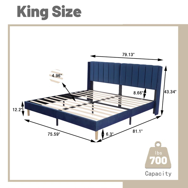 Eriksay Low Profile Upholstered Platform Bed with Winback Headboard