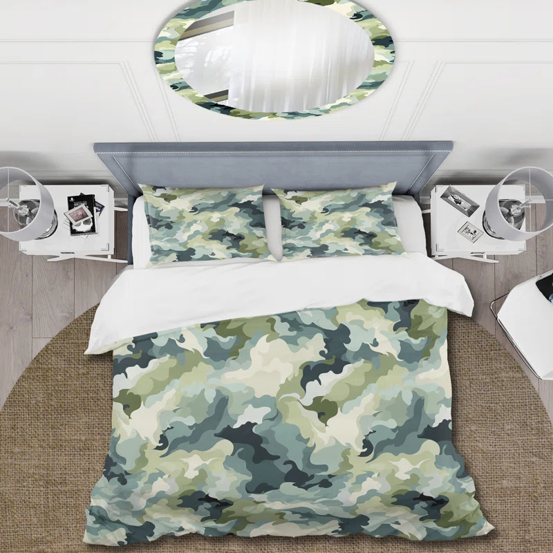 Juriaan Zen Retreat Serene Camouflage - Camouflage Duvet Cover Set - Microfiber Polyester