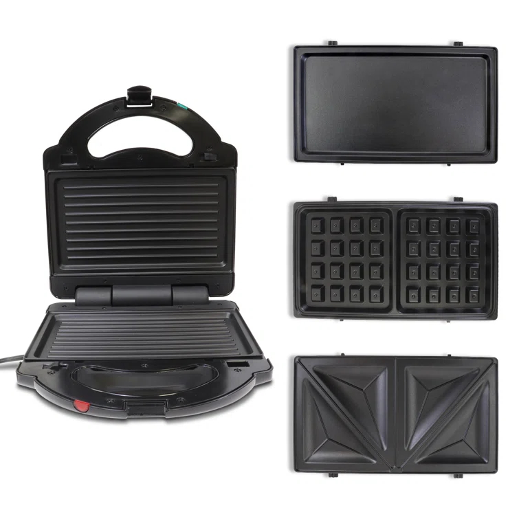 Total Chef Total Chef Electric Griddle Waffle Maker Sandwich Press Open