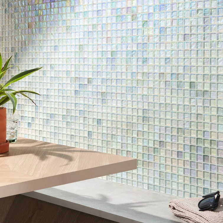 Bond Tile Speckle 11.73" x 11.73" Iridescent 1" Squares Glass Mosaic Wall Tile (0.95 Sq. Ft. / Sheet)