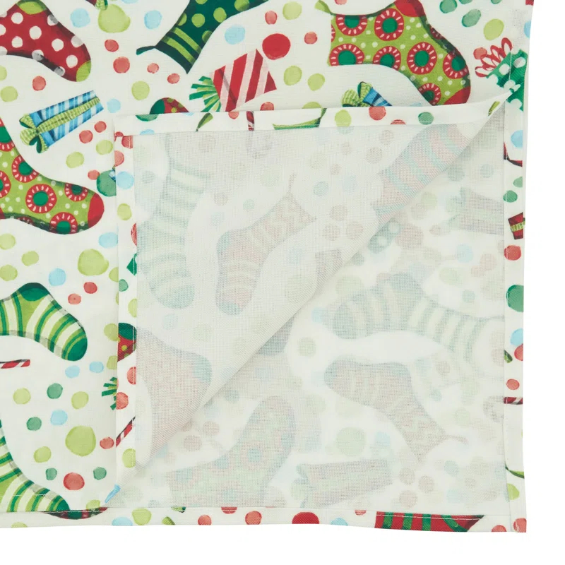Saro Runner_Christmas Stockings Design Table Runner
