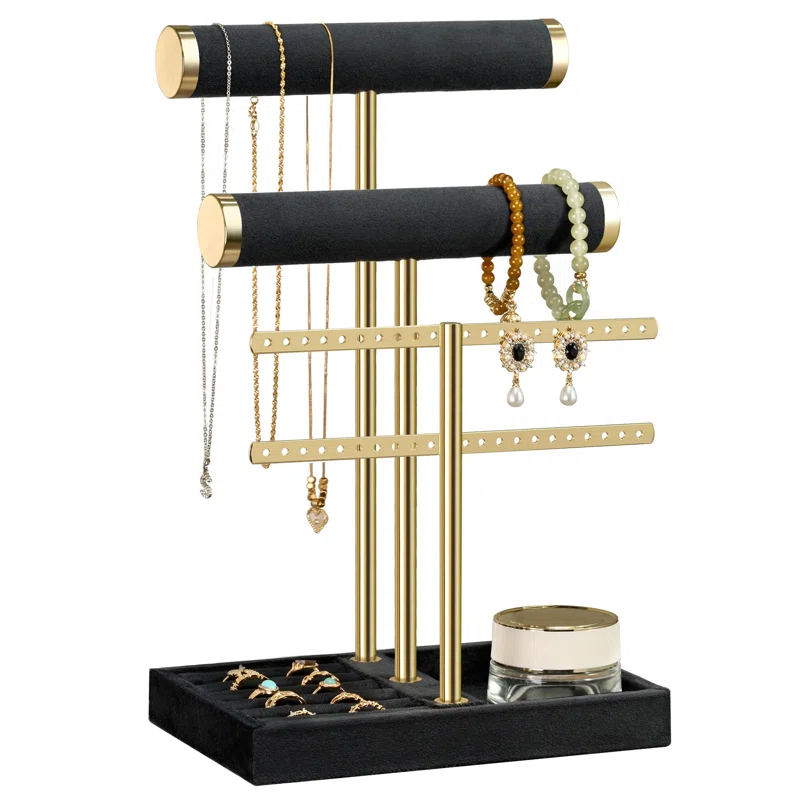 Mercer41 3-Tier Detachable T-Shaped Velvet Bracelet Rack For Bracelets, Necklaces