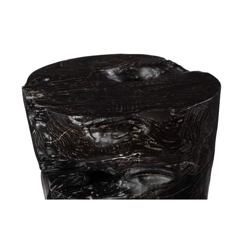 Black Wash Solid Wood Accent Stool