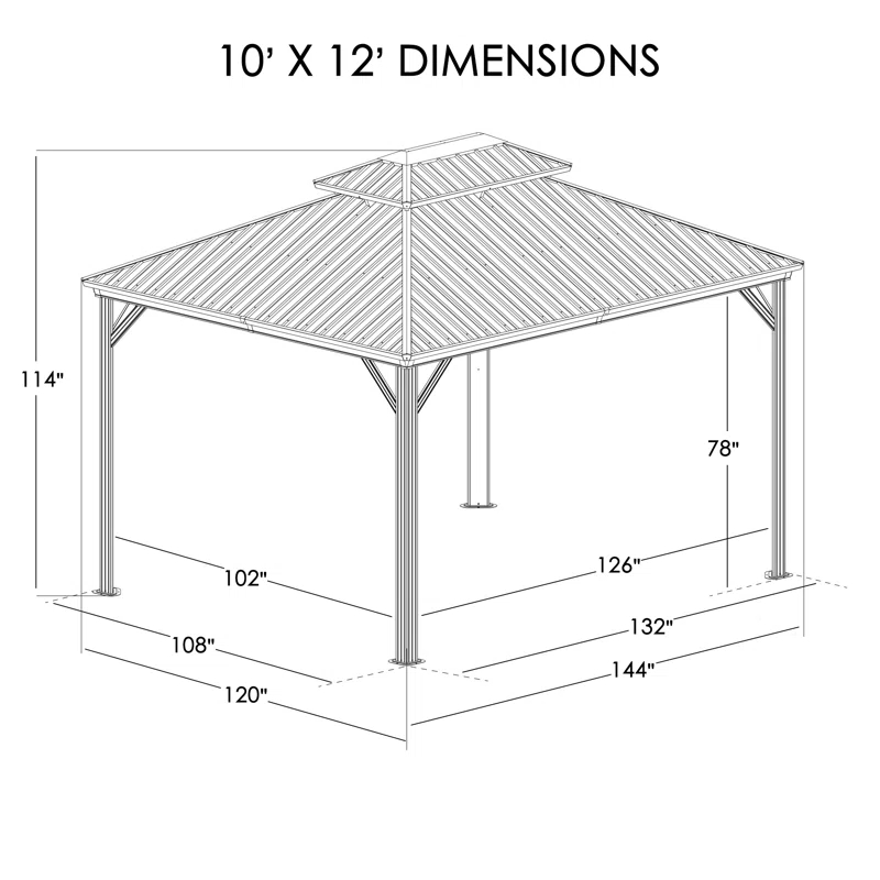 Kozyard Kozyard Caesar Gray Double Roof Hardtop Gazebo with Privacy Curtain and Mosquito Netting
