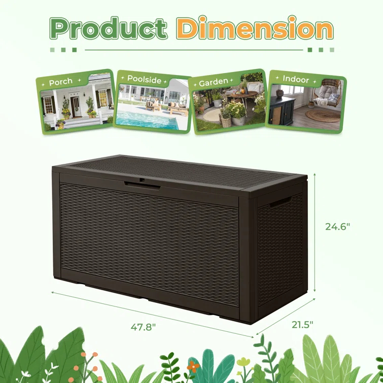 GUNJI GUNJI 100 Gallon Water Resistant Resin Lockable Deck Box