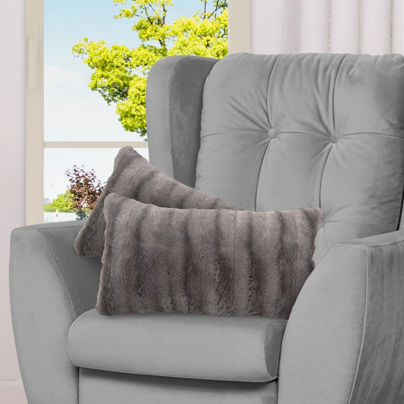 Cheer Collection Faux Fur Throw Pillow (Set of 2)