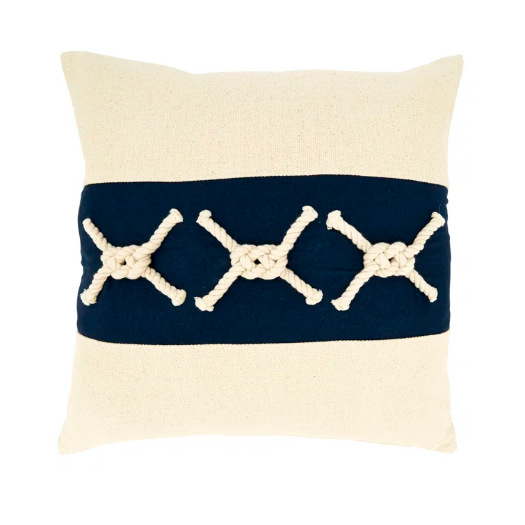 Saro Naviguer Collection Appliqued Cotton Throw Pillow
