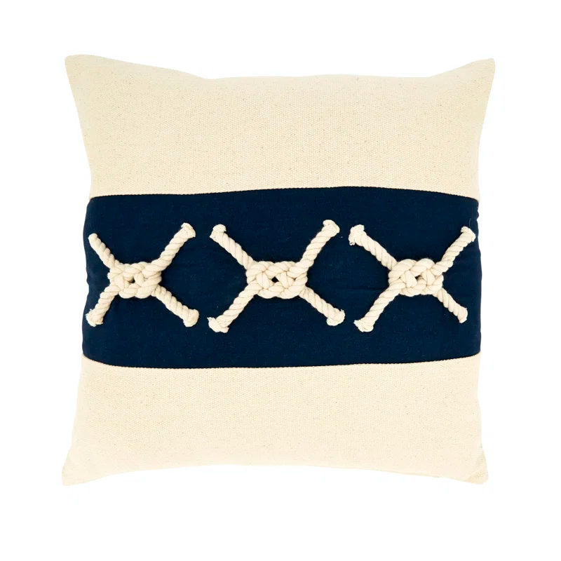 Saro Naviguer Collection Appliqued Cotton Throw Pillow