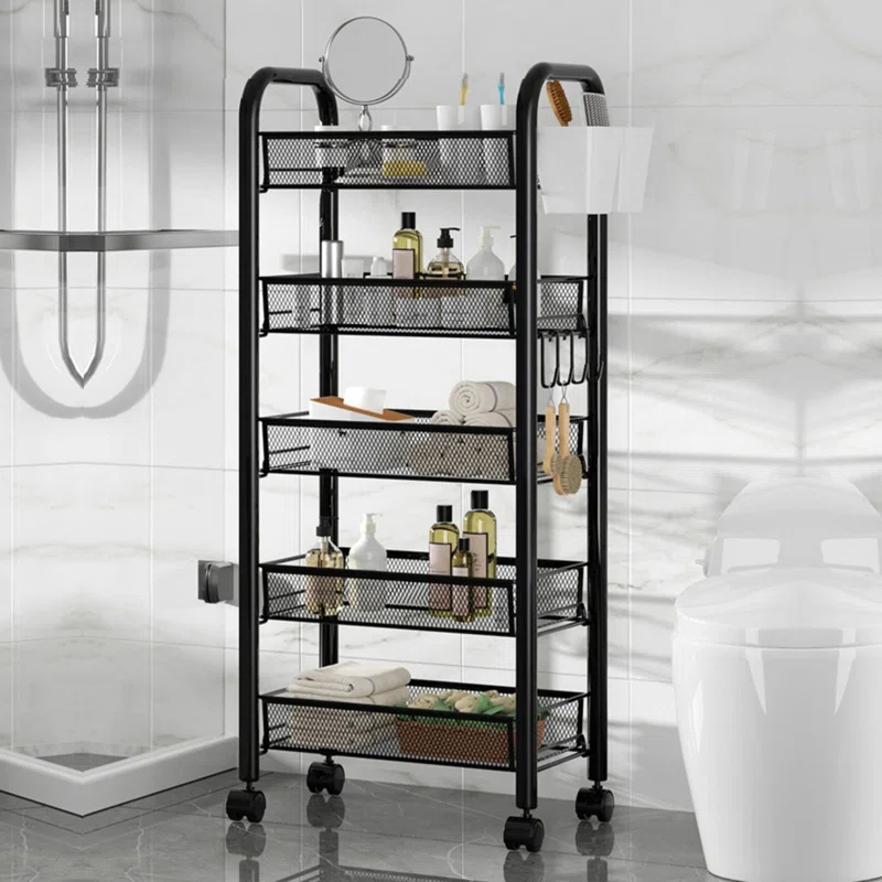 17 Stories Fruit Vegetable Storage Basket,5 Tier Stackable Metal Mesh Storage Basket with 360 Degree Wheels