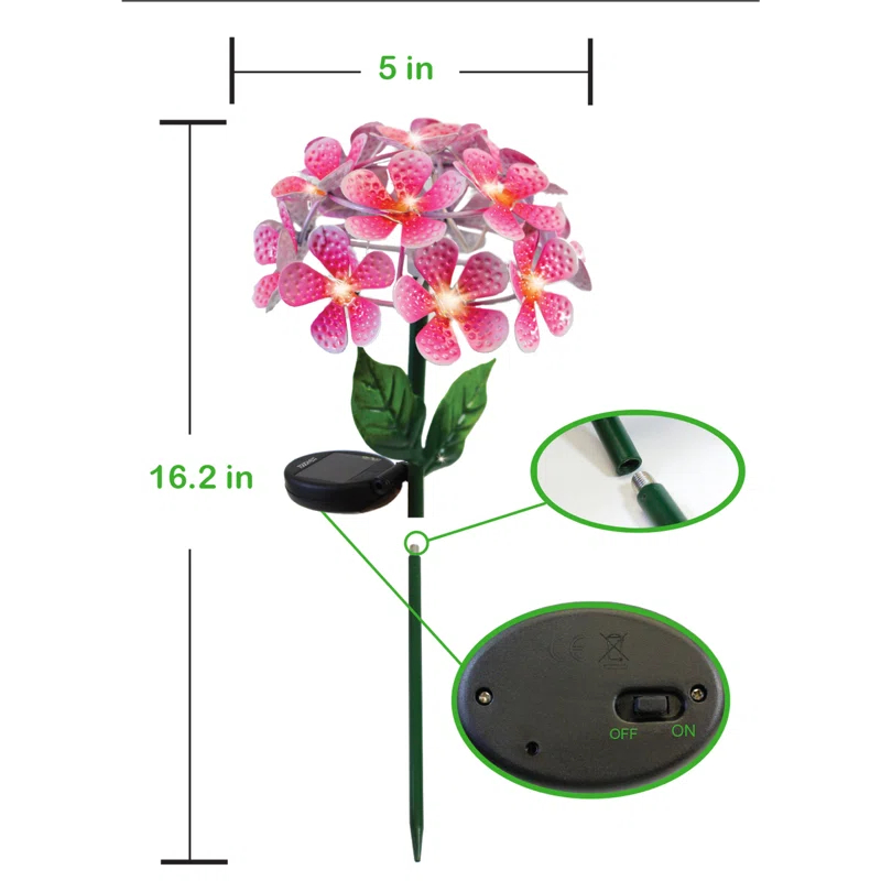 Touch of ECO Solar Powered LED Metal Flower Garden Stake Light (Set of 2)