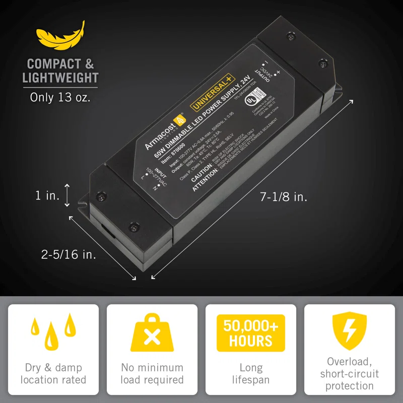 Universal+ Dimmable LED Driver 24V DC, Electronic Transformer