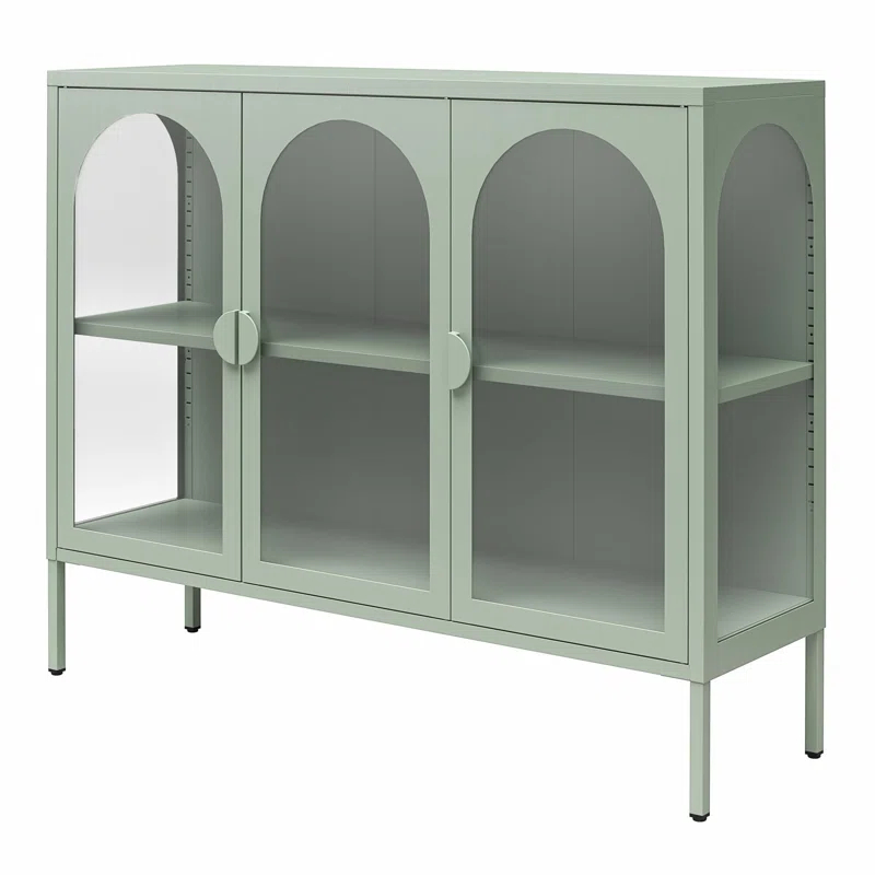 CosmoLiving by Cosmopolitan Chloe Metal Accent Cabinet With 3 Arched Glass Doors