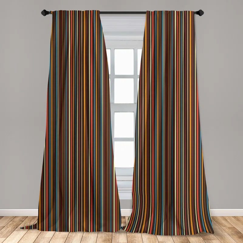Striped Semi-Sheer Rod Pocket Curtain Panels (Set of 2)