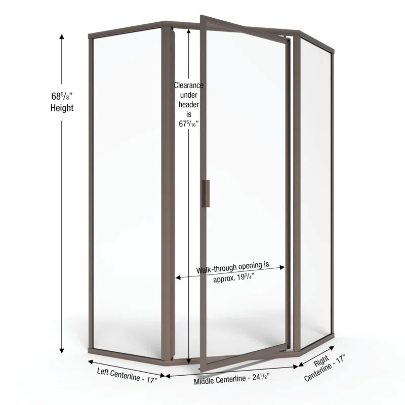 Basco DLXH60C1768OBOR Deluxe 57.625'' W 65.12'' H Framed Neo-angle Reversible Shower Enclosure