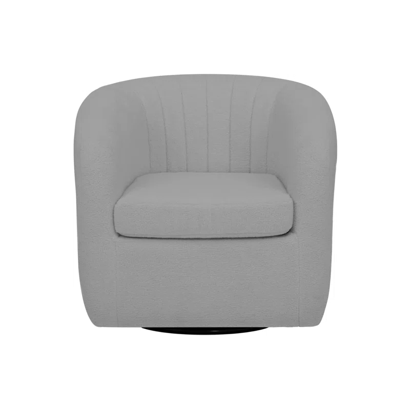 Latitude Run® Swivel Mid-Century Modern Accent Tub Chair with Faux Shearing Upholstery and Hidden Base