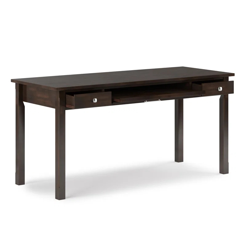 Simpli Home Avalon Solid Wood Desk with Keyboard Tray and Storage
