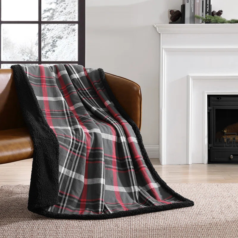 Eddie Bauer Eddie Bauer Printed Flannel/Sherpa Throw Blankets