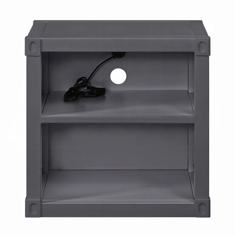F&L Homes Studio Cargo Metal Nightstand W/USB