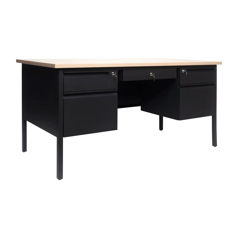 Flash Furniture Cambridge 60" Commercial Double Pedestal Desk with 5 Locking Drawers