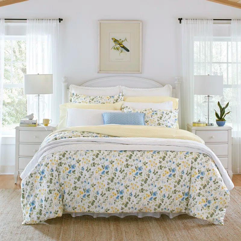 Laura Ashley Laura Ashley Meadow Floral Cotton Blue Duvet Cover Set