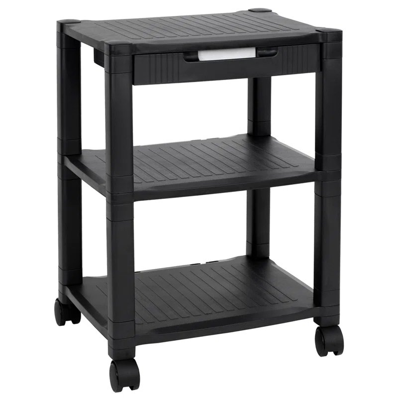 Mount-It! Adjustable Mobile Printer Stand with Drawer, 4 Swivel Wheels and Cable Management