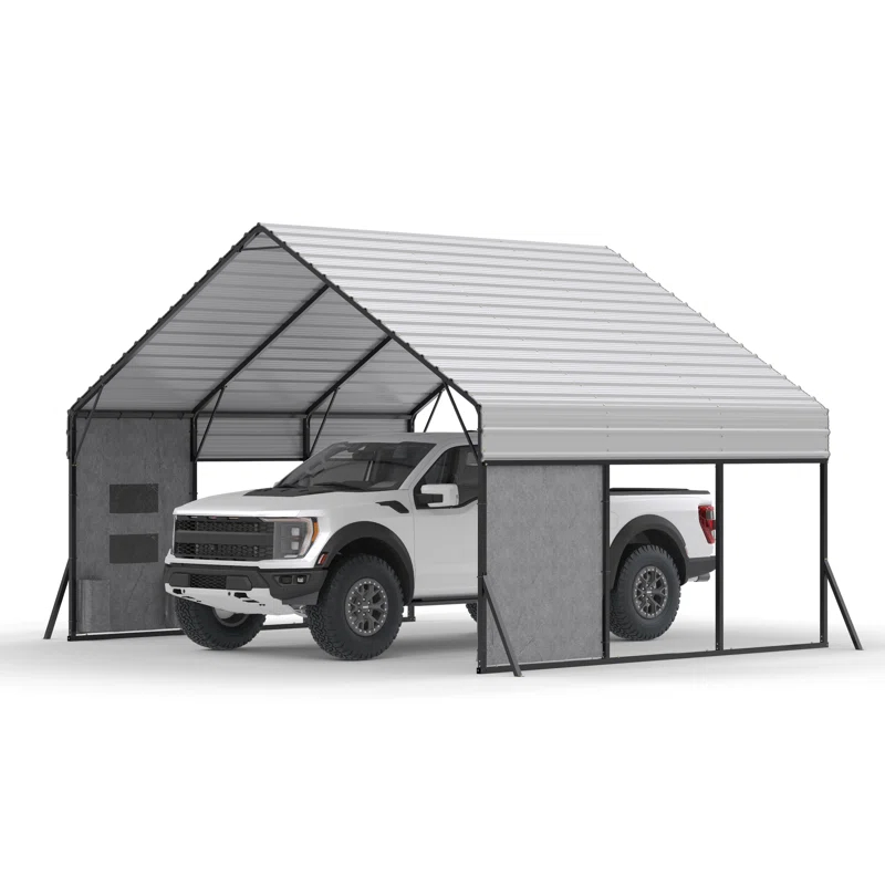 Aura Outdoor 15 X 20 Ft Heavy Duty Carport With Galvanized Steel Roof