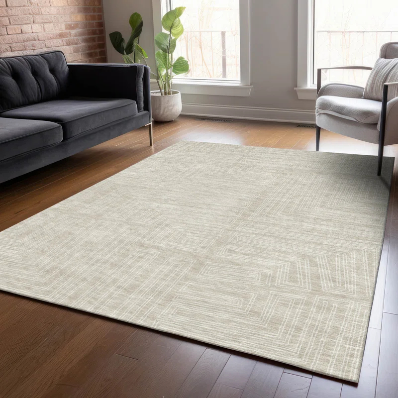 Machine Washable Indoor/Outdoor Chayden ACN1045 Beige Rug