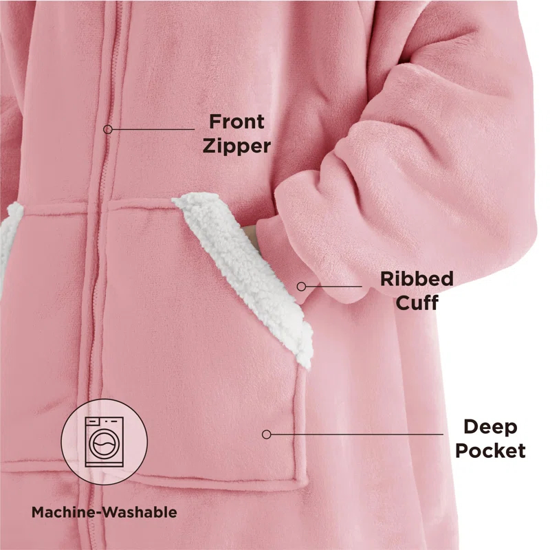 Bedsure Bedsure Blanket Hoodie - Sherpa Wearable Blanket With Zipper As Gifts For Mom Women Girlfriend, Winter Cozy Blanket Jacket