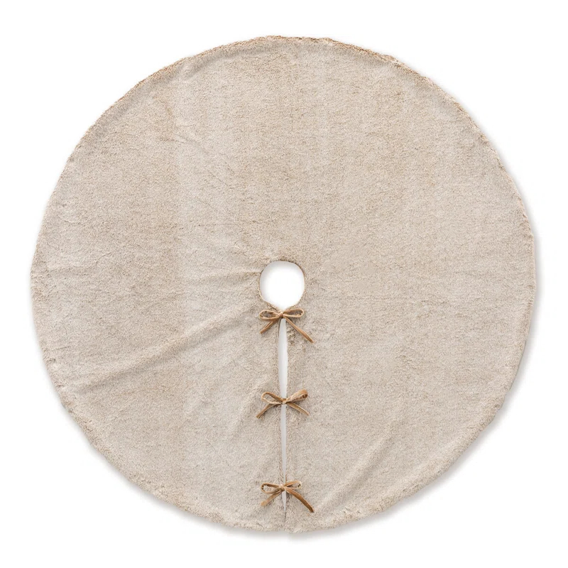 Glitzhome Solid Color Faux Fur Tree Skirt