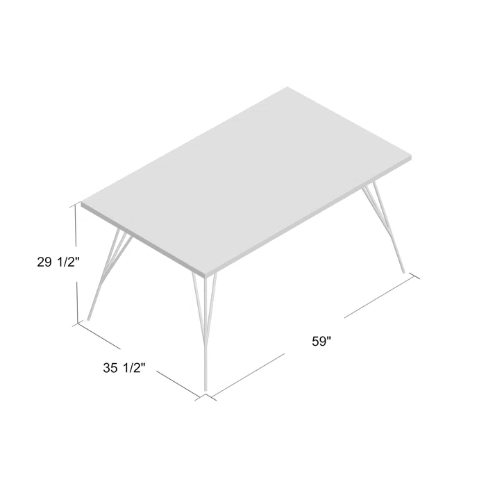 Gray Concrete Top Rectangular Dining Table with Brass Feet