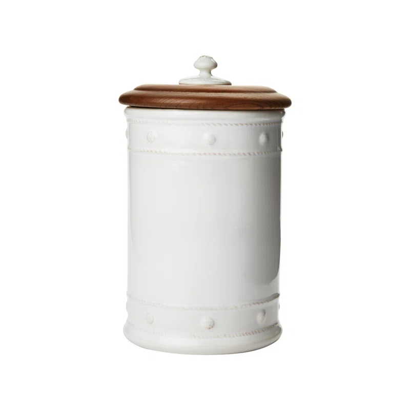 Juliska Berry & Thread Canister with Wooden Lid - Whitewash